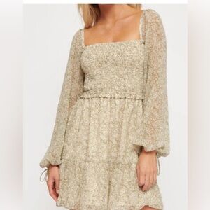 Floral Cream and olive dress